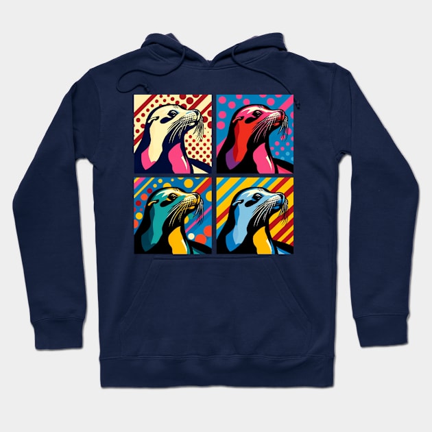 Pop Sea Lion Art - Trendy Marine Life Hoodie by PawPopArt